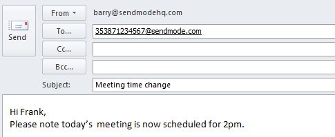 Sendmode Email to SMS Email example Sendmode Email to SMS Email example