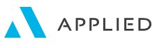 Applied company logo featuring a stylized letter A with blue triangles and black text, representing innovation and technology.